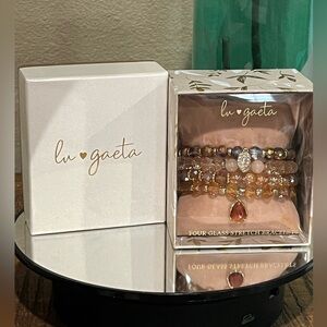 Lu Gaeta four glass stretch bracelet set, new!
